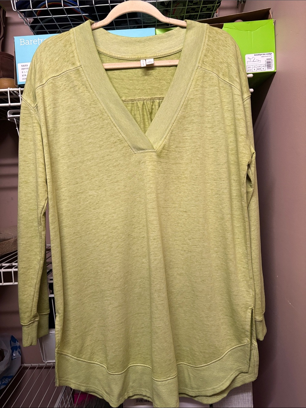 Cato Light Olive V-Neck Long Sleeve Sweatshirt